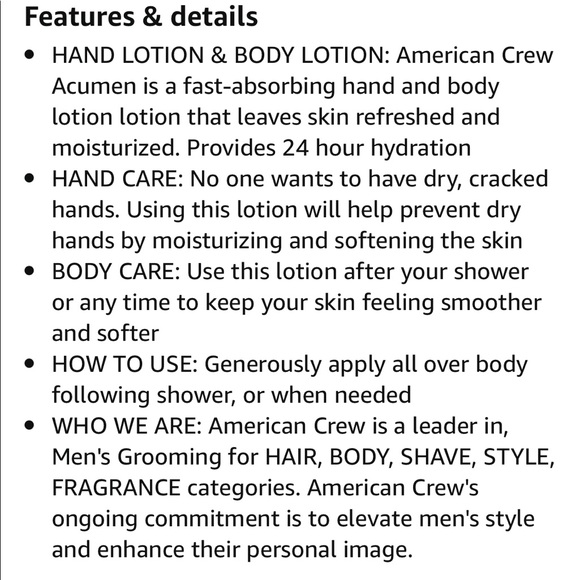 ❣️4/$25❣️ AMERICAN CREW ACUMEN 24H Hand & Body Hydrator - Picture 7 of 9